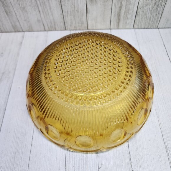 Vintage Bartlett Collins Manhattan Amber Serving Bowl Pressed Glass Bullseye - Picture 2 of 6